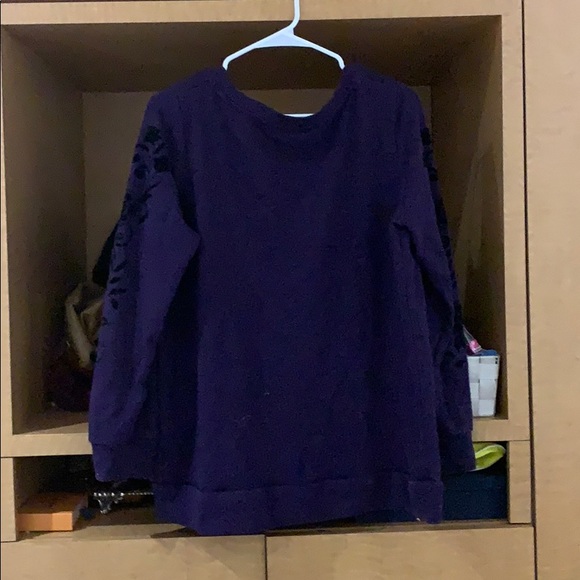 Purple Crew Neck Long Sleeve Sweatshirt, 1X (14) - Picture 3 of 3
